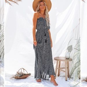 NWT high low black floral maxi dress